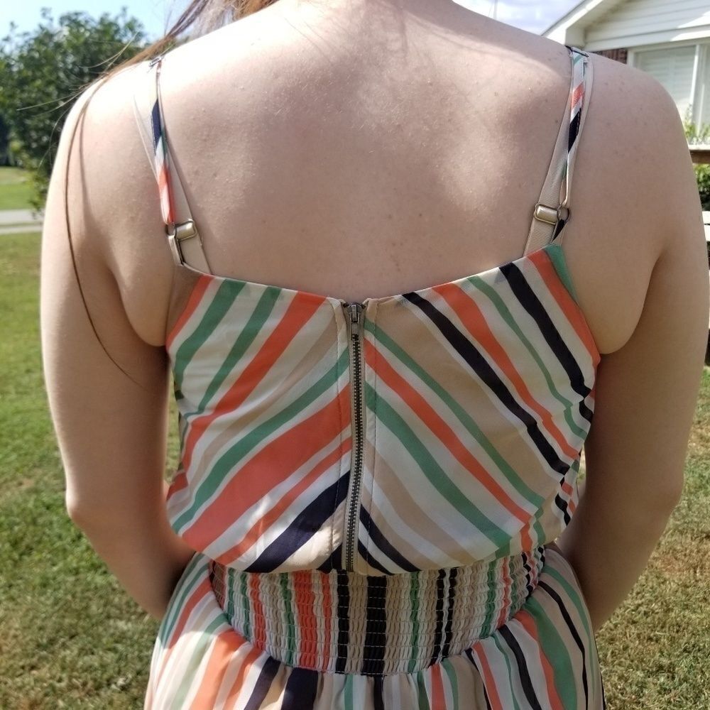 Love Fire Colorful striped maxi dress  SZ M EUC - Picture 5 of 8